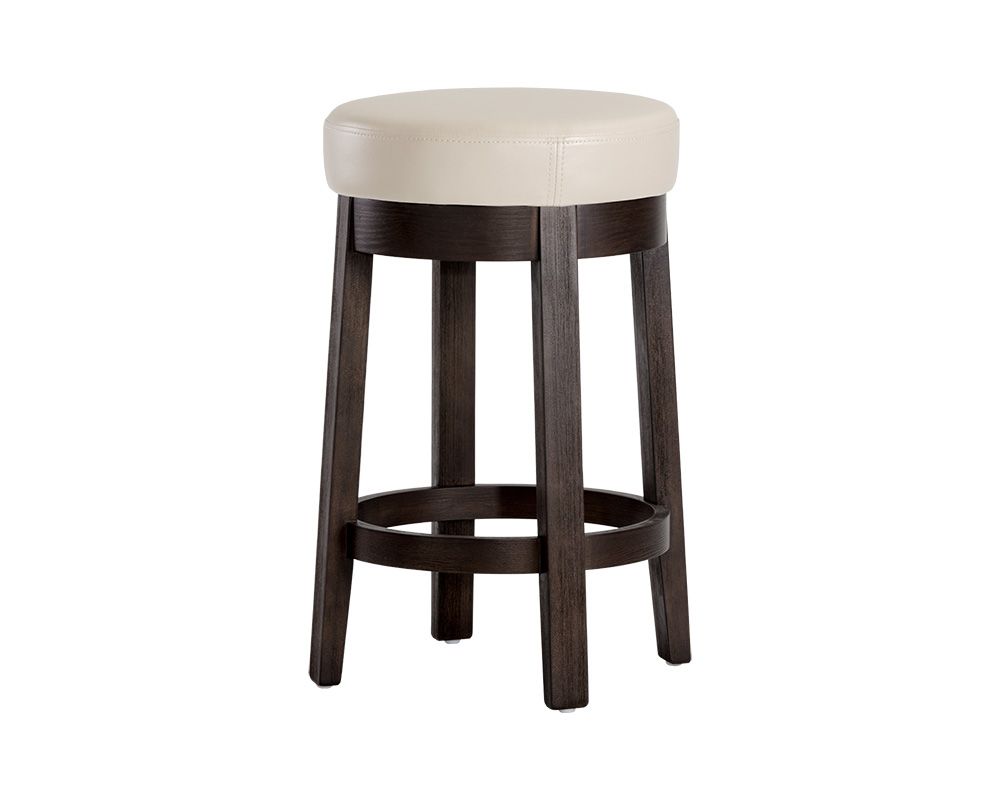 SUNPAN Cedric Swivel Counter Stool - Castillo Cream, Havana Dark Brown