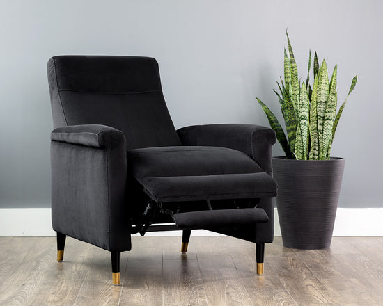 Sunpan Rupert Recliner In Abbington Black/Polo Club Stone