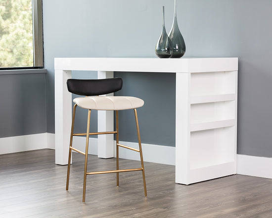 Sunpan Lorelei Counter Stool - Dillon Cream/Dillon Cream and Dillon Black