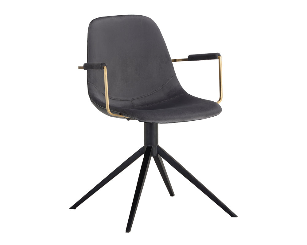 Sunpan Cassius Swivel Dining Armchair - Abbington Black and Bravo Black/Dillon Cream/Slate Tint and Nightfall Black