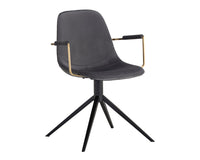 Sunpan Cassius Swivel Dining Armchair - Abbington Black and Bravo Black/Dillon Cream/Slate Tint and Nightfall Black