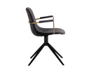 Sunpan Cassius Swivel Dining Armchair - Abbington Black and Bravo Black/Dillon Cream/Slate Tint and Nightfall Black