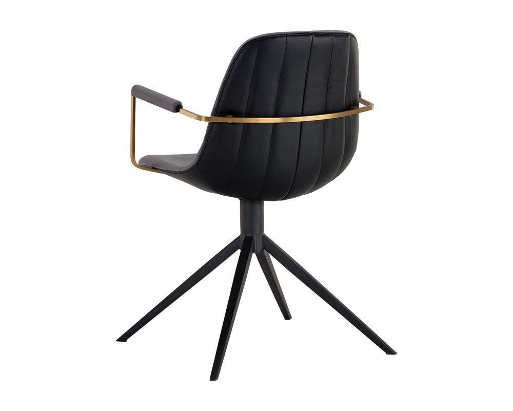 Sunpan Cassius Swivel Dining Armchair - Abbington Black and Bravo Black/Dillon Cream/Slate Tint and Nightfall Black