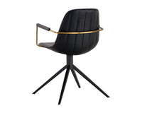 Sunpan Cassius Swivel Dining Armchair - Abbington Black and Bravo Black/Dillon Cream/Slate Tint and Nightfall Black