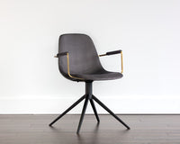 Sunpan Cassius Swivel Dining Armchair - Abbington Black and Bravo Black/Dillon Cream/Slate Tint and Nightfall Black