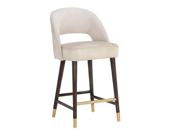 Sunpan Monae Counter Stool - Abbington Black/Bravo Cream and Polo Club Muslin/Moss Green