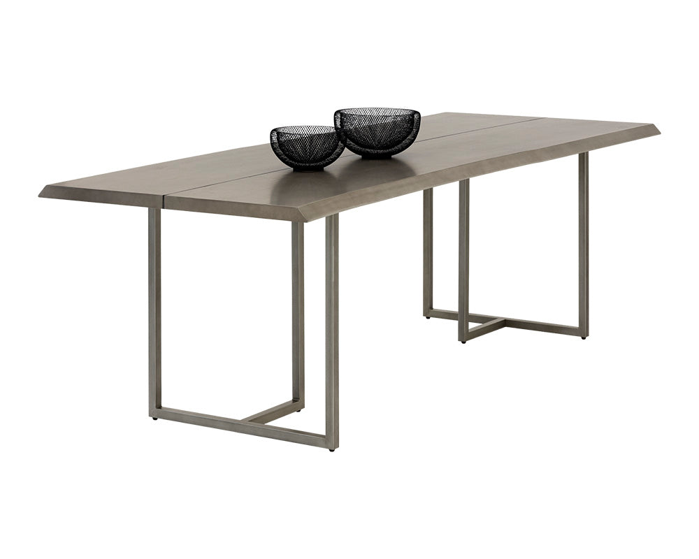 Sunpan Donnelly Dining Table In Antique Brass and Dark Mango/Ash Grey  - 95"