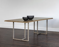 Sunpan Donnelly Dining Table In Antique Brass and Dark Mango/Ash Grey  - 95"