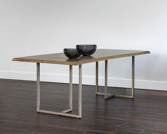 Sunpan Donnelly Dining Table In Antique Brass and Dark Mango/Ash Grey  - 95"