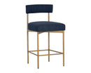 Sunpan Seneca Counter Stool - Antique Brass and Arena Cement/Antique Brass and Arena Navy/Black and Polo Club Stone