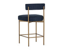 Sunpan Seneca Counter Stool - Antique Brass and Arena Cement/Antique Brass and Arena Navy/Black and Polo Club Stone