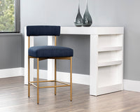 Sunpan Seneca Counter Stool - Antique Brass and Arena Cement/Antique Brass and Arena Navy/Black and Polo Club Stone