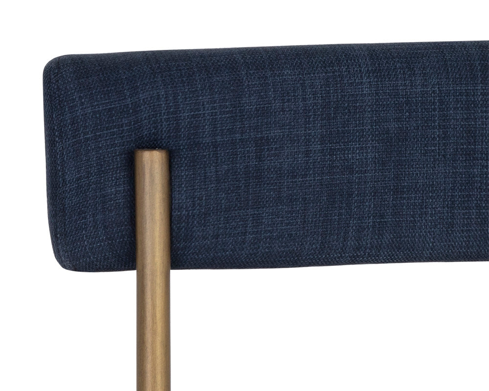 Sunpan Seneca Counter Stool - Antique Brass and Arena Cement/Antique Brass and Arena Navy/Black and Polo Club Stone