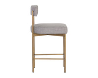 Sunpan Seneca Counter Stool - Antique Brass and Arena Cement/Antique Brass and Arena Navy/Black and Polo Club Stone