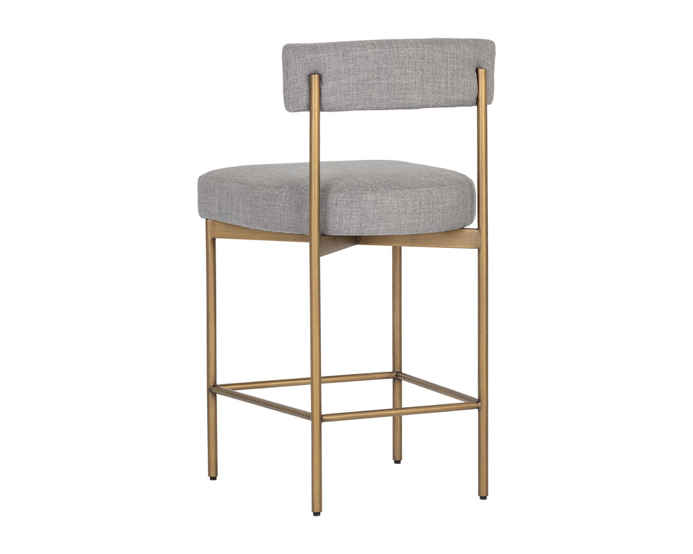 Sunpan Seneca Counter Stool - Antique Brass and Arena Cement/Antique Brass and Arena Navy/Black and Polo Club Stone