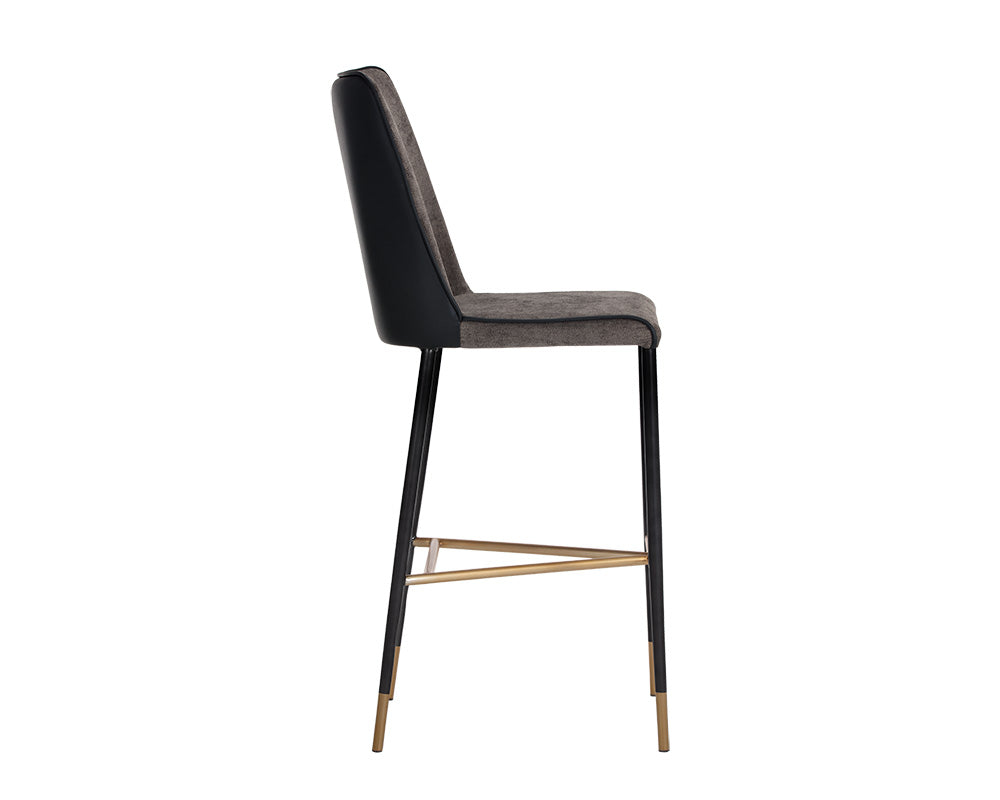 Sunpan Klaus Barstool - Black - Sparrow Grey and Napa Black/ Flint Grey and Napa Taupe