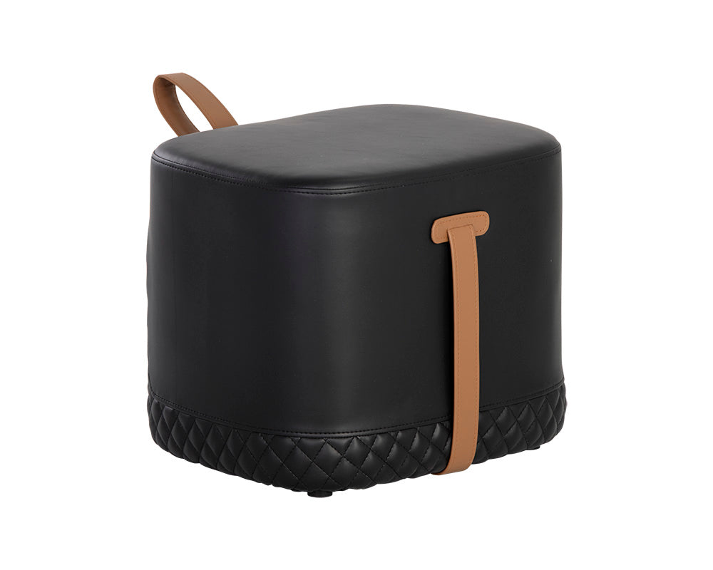 Sunpan Axio Ottoman - Napa Black / Napa Cognac