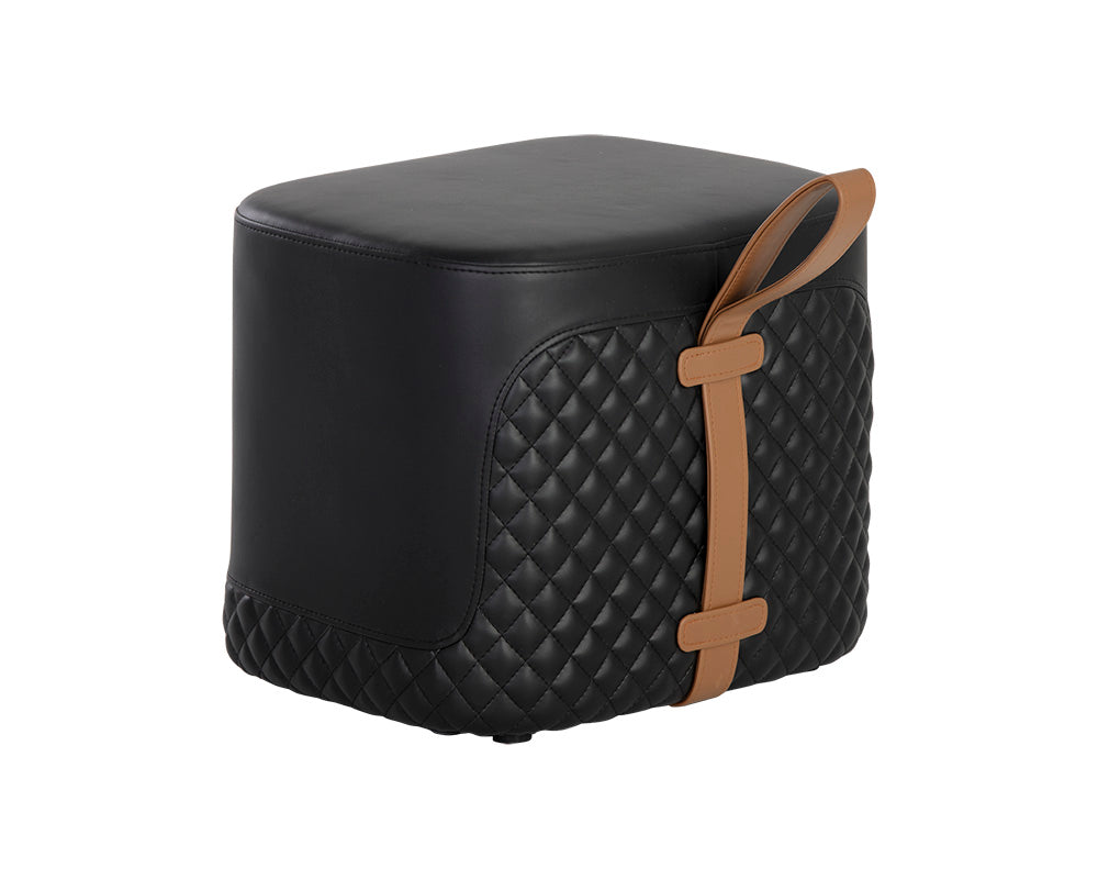 Sunpan Axio Ottoman - Napa Black / Napa Cognac