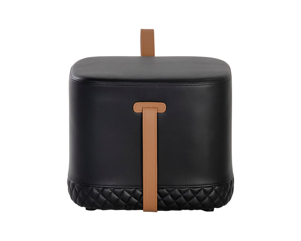 Sunpan Axio Ottoman - Napa Black / Napa Cognac