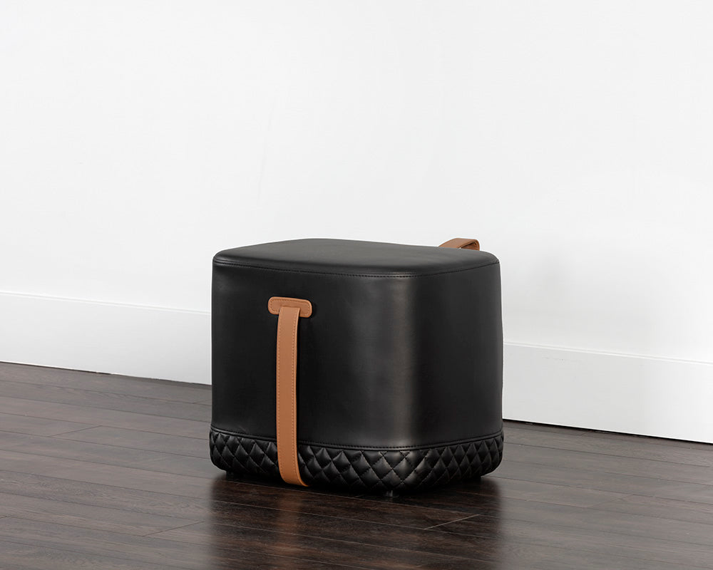 Sunpan Axio Ottoman - Napa Black / Napa Cognac