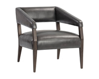 Sunpan Carlyle Lounge Chair in Brentwood Charcoal / Saloon Light Grey / Shalimar Tobacco Leather