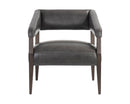 Sunpan Carlyle Lounge Chair in Brentwood Charcoal / Saloon Light Grey / Shalimar Tobacco Leather