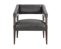 Sunpan Carlyle Lounge Chair in Brentwood Charcoal / Saloon Light Grey / Shalimar Tobacco Leather