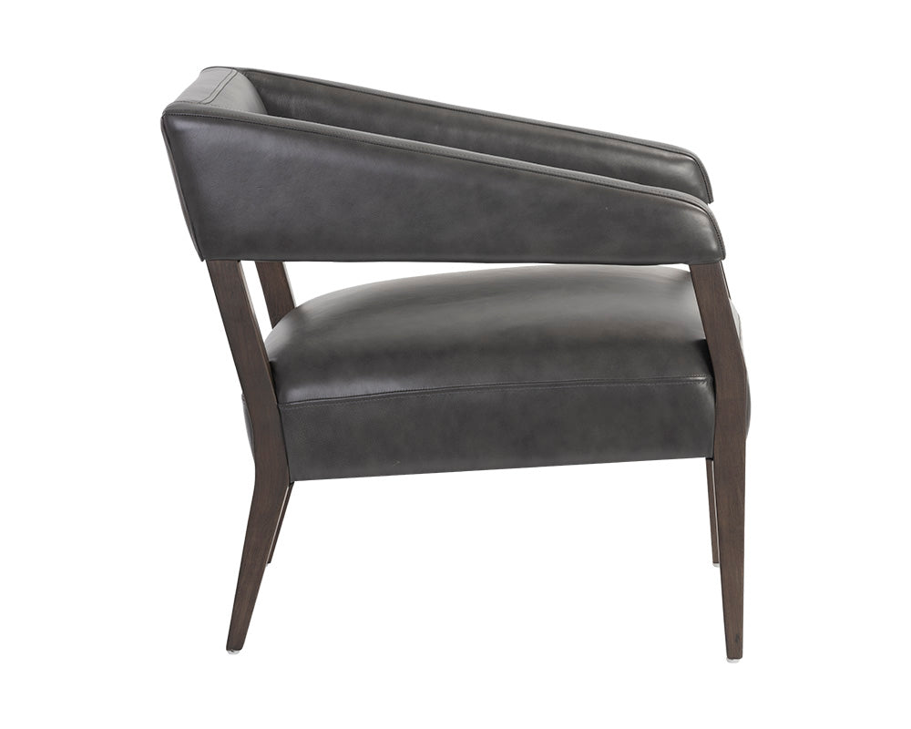 Sunpan Carlyle Lounge Chair in Brentwood Charcoal / Saloon Light Grey / Shalimar Tobacco Leather