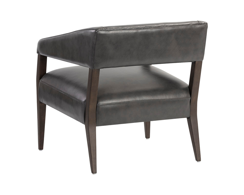 Sunpan Carlyle Lounge Chair in Brentwood Charcoal / Saloon Light Grey / Shalimar Tobacco Leather