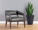 Sunpan Carlyle Lounge Chair in Brentwood Charcoal / Saloon Light Grey / Shalimar Tobacco Leather