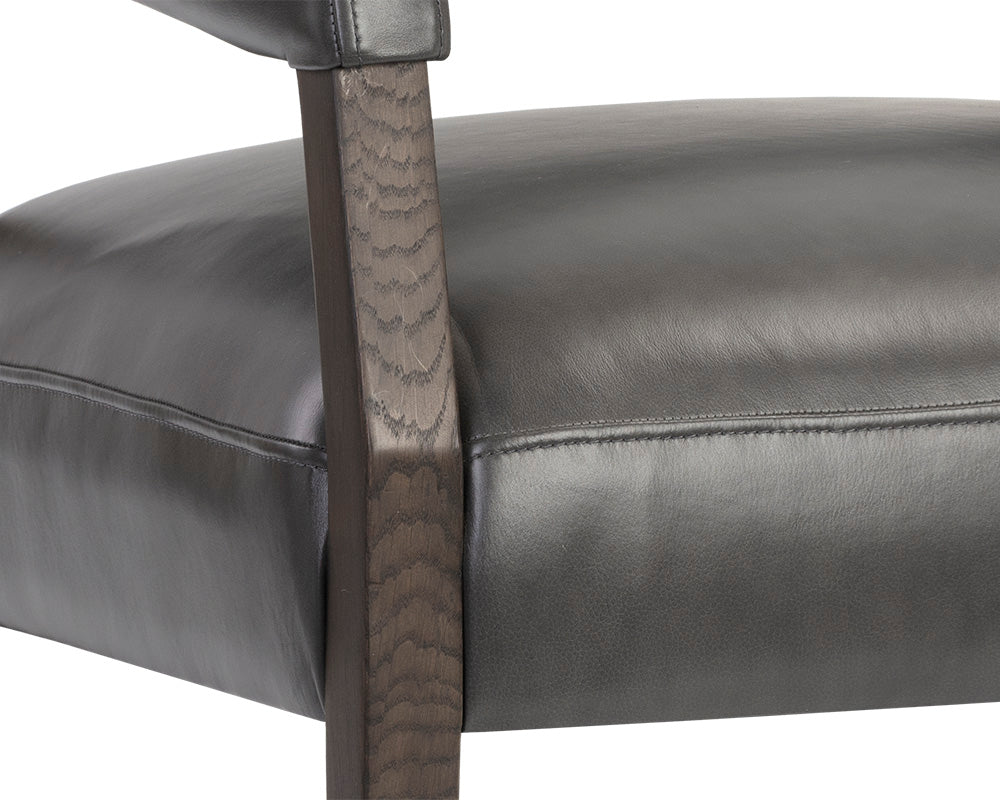 Sunpan Carlyle Lounge Chair in Brentwood Charcoal / Saloon Light Grey / Shalimar Tobacco Leather