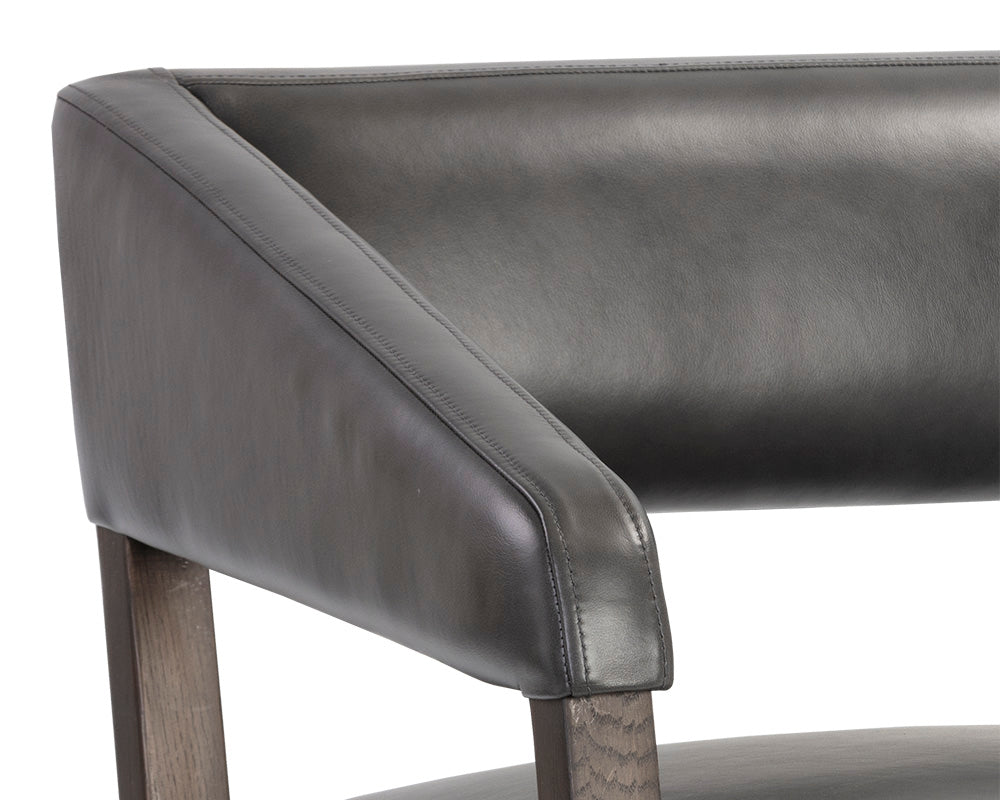Sunpan Carlyle Lounge Chair in Brentwood Charcoal / Saloon Light Grey / Shalimar Tobacco Leather