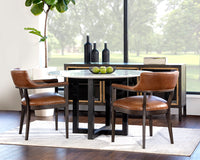Sunpan Brylea Dining Armchair in Brown And Saloon Light Grey/Shalimar Tobacco Leather