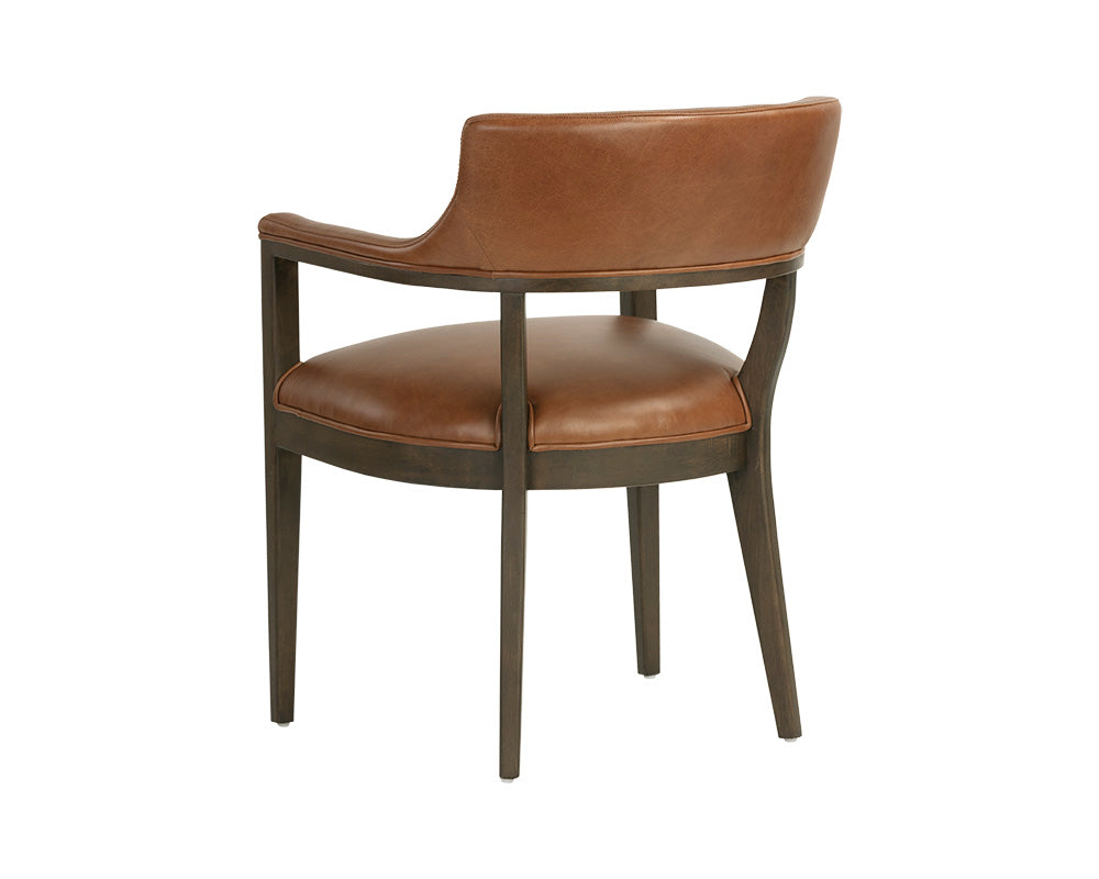 Sunpan Brylea Dining Armchair in Brown And Saloon Light Grey/Shalimar Tobacco Leather