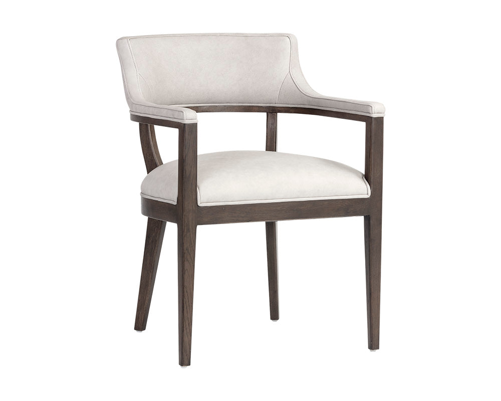 Sunpan Brylea Dining Armchair in Brown And Saloon Light Grey/Shalimar Tobacco Leather