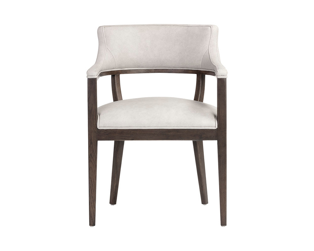 Sunpan Brylea Dining Armchair in Brown And Saloon Light Grey/Shalimar Tobacco Leather