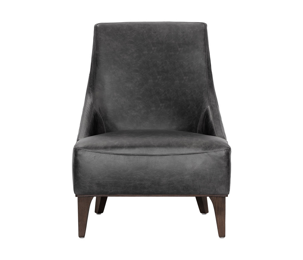 Sunpan Elias Lounge Chair - Marseille Black / Camel Leather