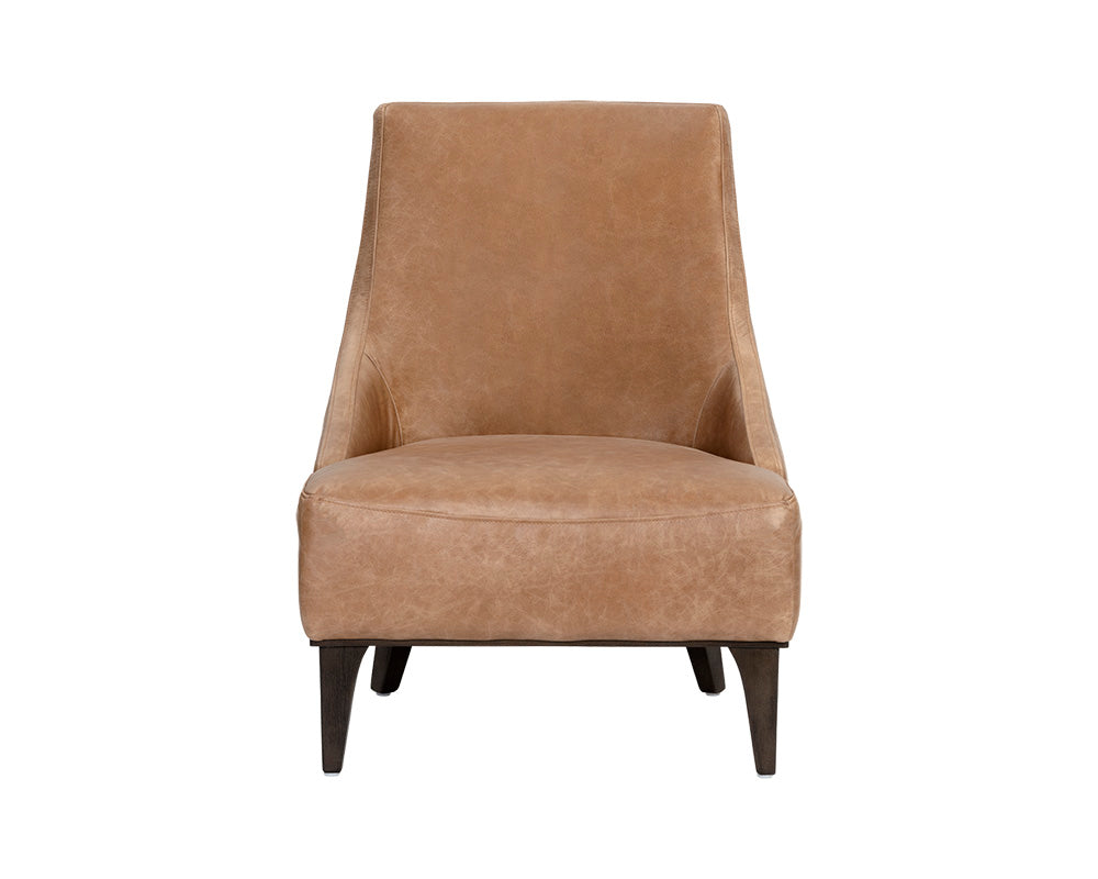 Sunpan Elias Lounge Chair - Marseille Black / Camel Leather