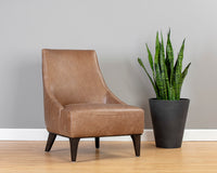Sunpan Elias Lounge Chair - Marseille Black / Camel Leather
