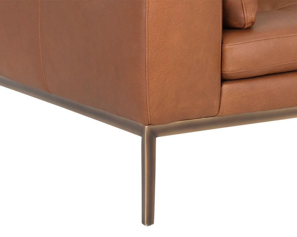 Sunpan Burr Sofa in Bali Bone / Behike Saddle / Serbia Black Leather