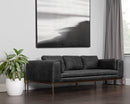 Sunpan Burr Sofa in Bali Bone / Behike Saddle / Serbia Black Leather