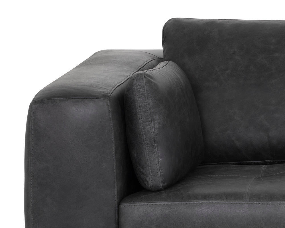 Sunpan Burr Sofa in Bali Bone / Behike Saddle / Serbia Black Leather