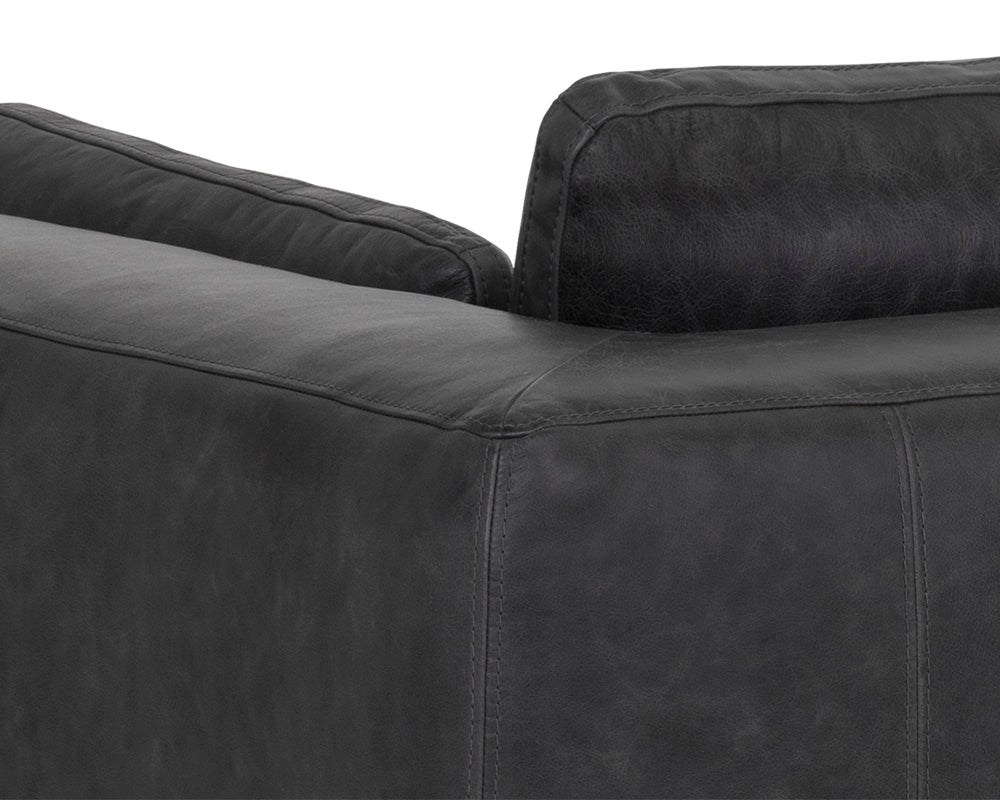 Sunpan Burr Sofa in Bali Bone / Behike Saddle / Serbia Black Leather