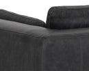 Sunpan Burr Sofa in Bali Bone / Behike Saddle / Serbia Black Leather