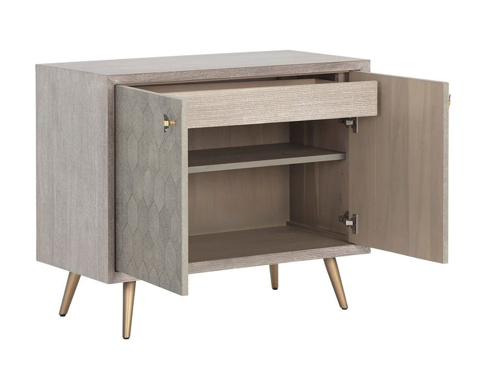 Sunpan Aniston Sideboard In Dark Mango/White Ceruze And Shagreen Leather - Small