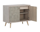 Sunpan Aniston Sideboard In Dark Mango/White Ceruze And Shagreen Leather - Small