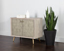 Sunpan Aniston Sideboard In Dark Mango/White Ceruze And Shagreen Leather - Small