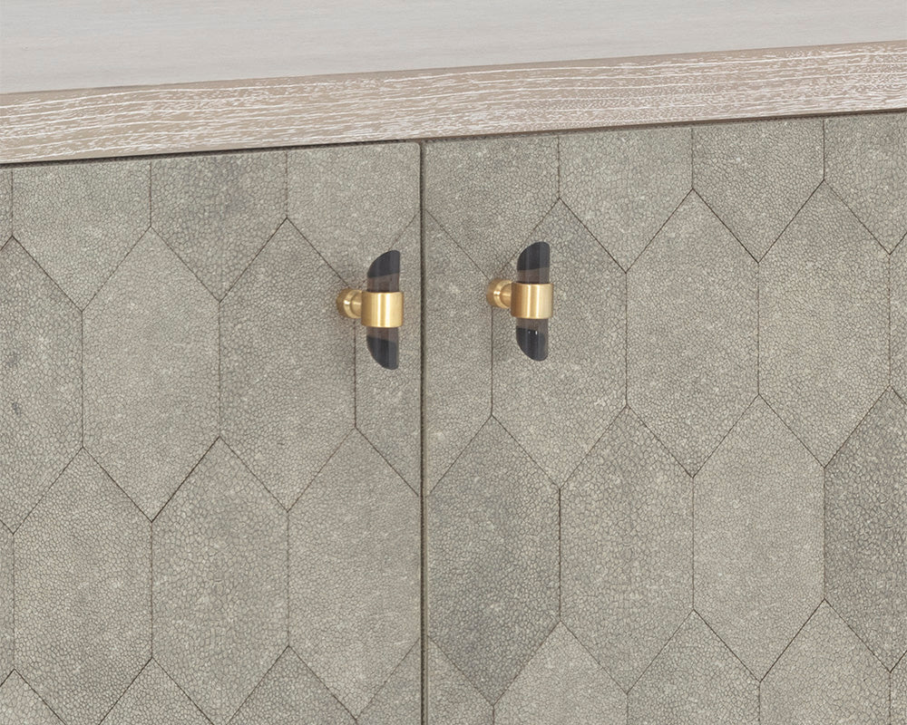 Sunpan Aniston Sideboard In Dark Mango/White Ceruze And Shagreen Leather - Small