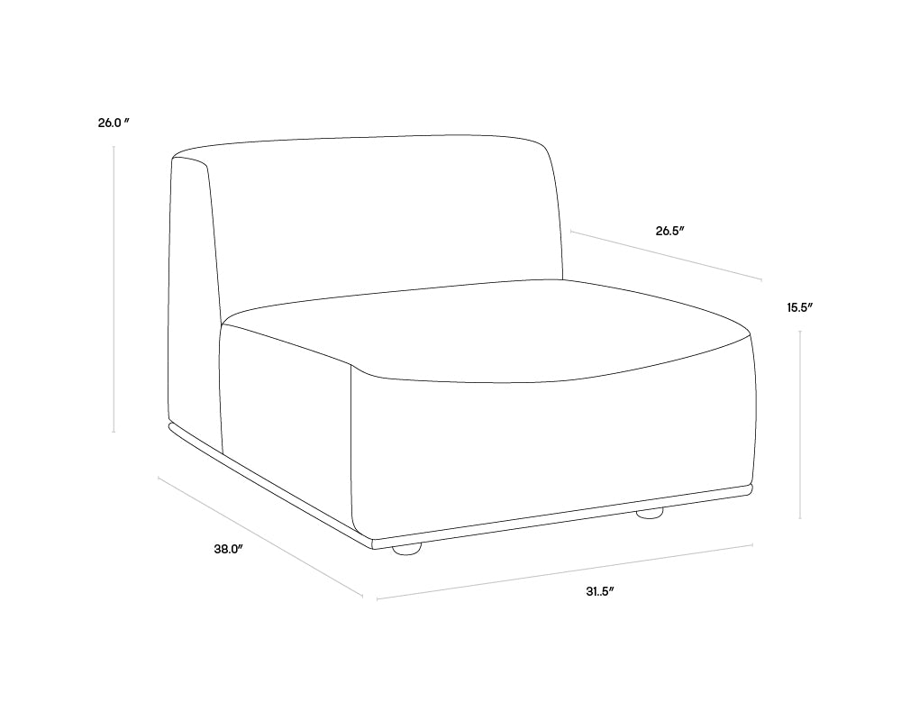 Sunpan Darren Modular - Armless Chair in Moto Stucco / Smokescreen