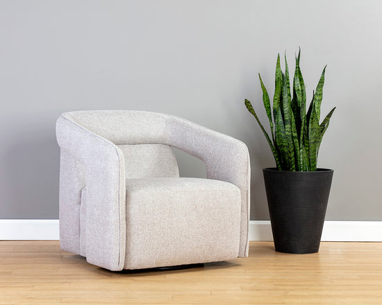 Sunpan Kendrick Swivel Lounge Chair - Abbington Black / Belfast Heather Grey